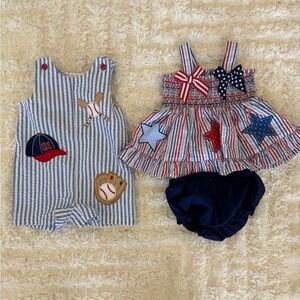 Striped Kids Outfit Set with Embroidered Details